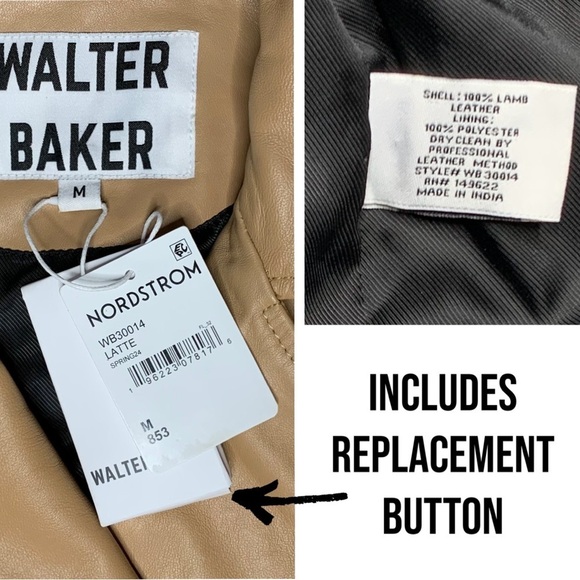 Walter Baker Allison Leather Biker Jacket Tan Latte Size M - Picture 13 of 17
